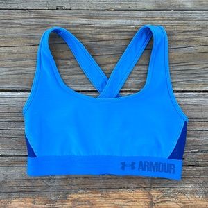 UA Blue Racerback Keyhole Cutout Sports Bra